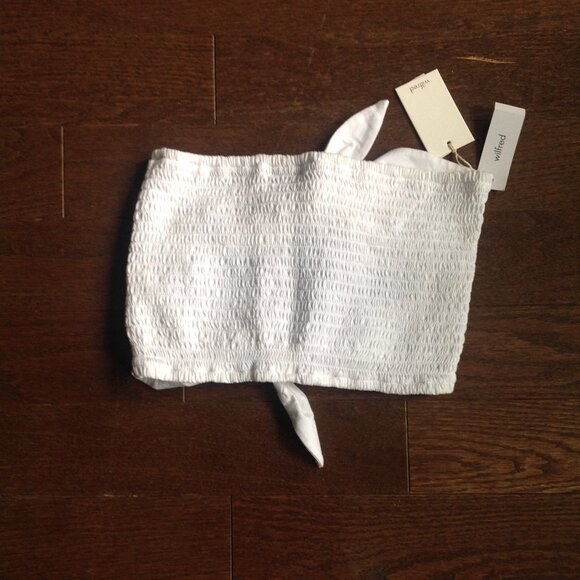 White Aritzia Wilfred Smocked Crop Top - Picture 1 of 2